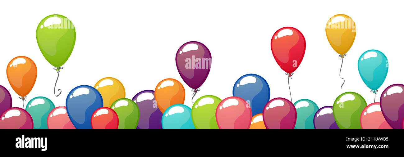 illustrazione vettoriale eps di palloncini volanti di colore diverso per carnevale o bambini partito che fa pubblicità a modelli in una fila senza giunture Illustrazione Vettoriale
