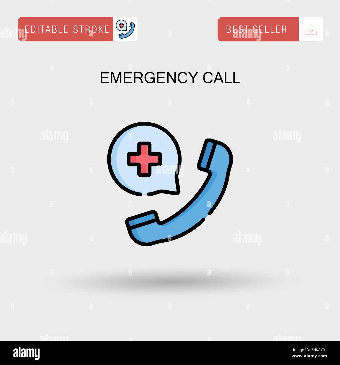 Icona vettore semplice chiamata di emergenza. Illustrazione Vettoriale