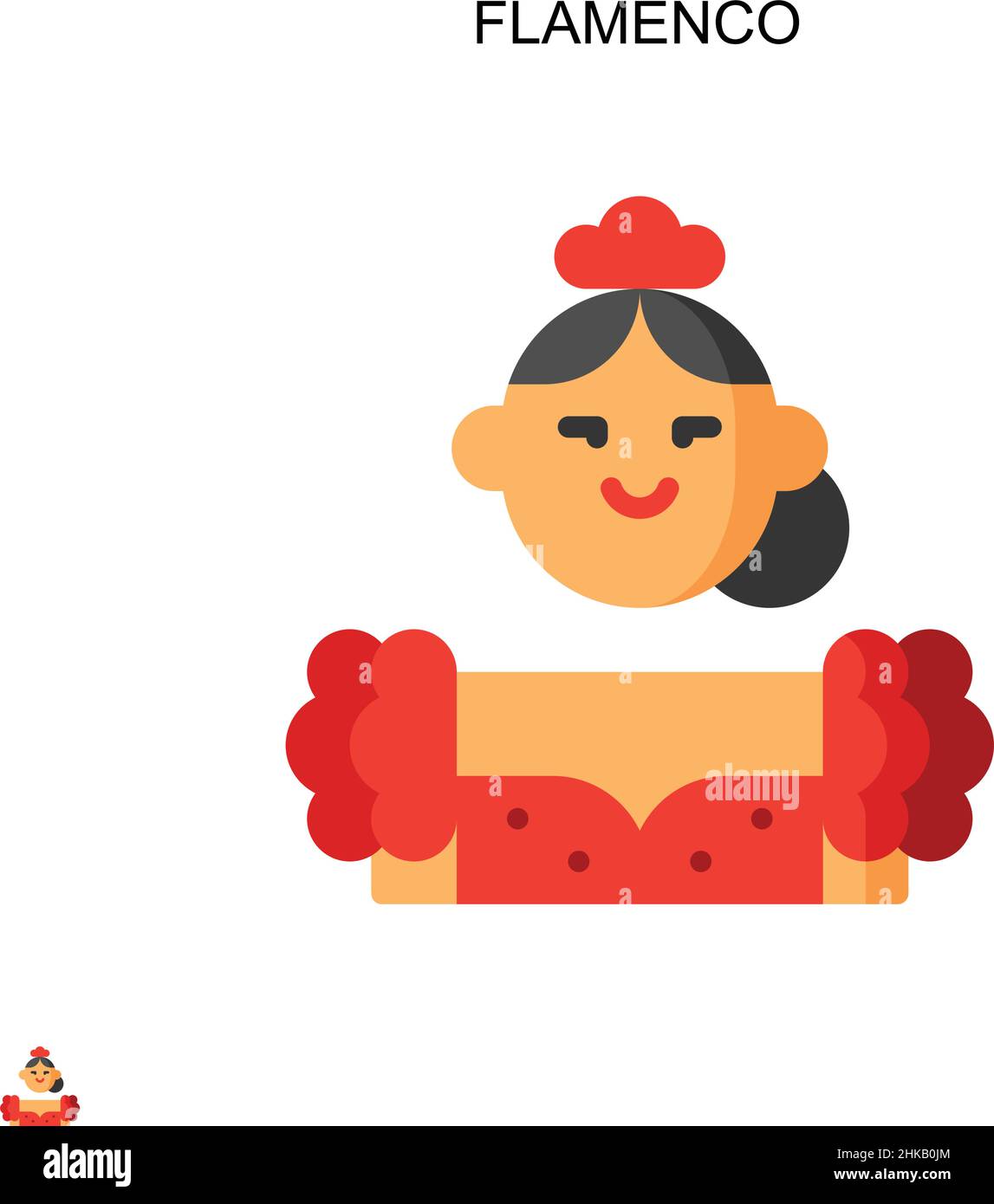 Flamenco semplice icona vettoriale. Modello di disegno del simbolo di illustrazione per l'elemento dell'interfaccia utente mobile Web. Illustrazione Vettoriale