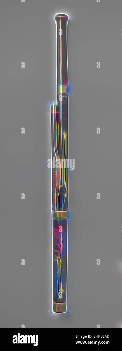 Ispirato a Bassoon, Bassoon con dieci valvole. Centrocorista, strumento musicale: August Friedrich Andreas Knochenhauer, Berlino, c.. 1855, acero (legno), altezza 50,0 cm x larghezza 6,5 cm x profondità 4,0 cm, reinventato da Artotop. L'arte classica reinventata con un tocco moderno. Design di calda e allegra luminosità e di raggi di luce. La fotografia si ispira al surrealismo e al futurismo, abbracciando l'energia dinamica della tecnologia moderna, del movimento, della velocità e rivoluzionando la cultura Foto Stock