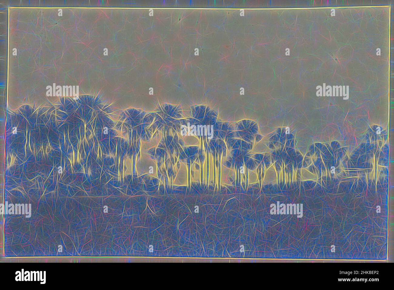 Ispirato dalle palme Mauritius Repubblica-Berlino, Una fila di palme mauritius (lungo una strada) tra i luoghi Repubblica e Berlino. Parte dell'album fotografico souvenir de Voyage (parte 3), sulla vita della famiglia Doijer dentro e intorno alla piantagione ma Retraite in Suriname negli anni 1906-1913., Hendrik, Reimagined by Artotop. L'arte classica reinventata con un tocco moderno. Design di calda e allegra luminosità e di raggi di luce. La fotografia si ispira al surrealismo e al futurismo, abbracciando l'energia dinamica della tecnologia moderna, del movimento, della velocità e rivoluzionando la cultura Foto Stock