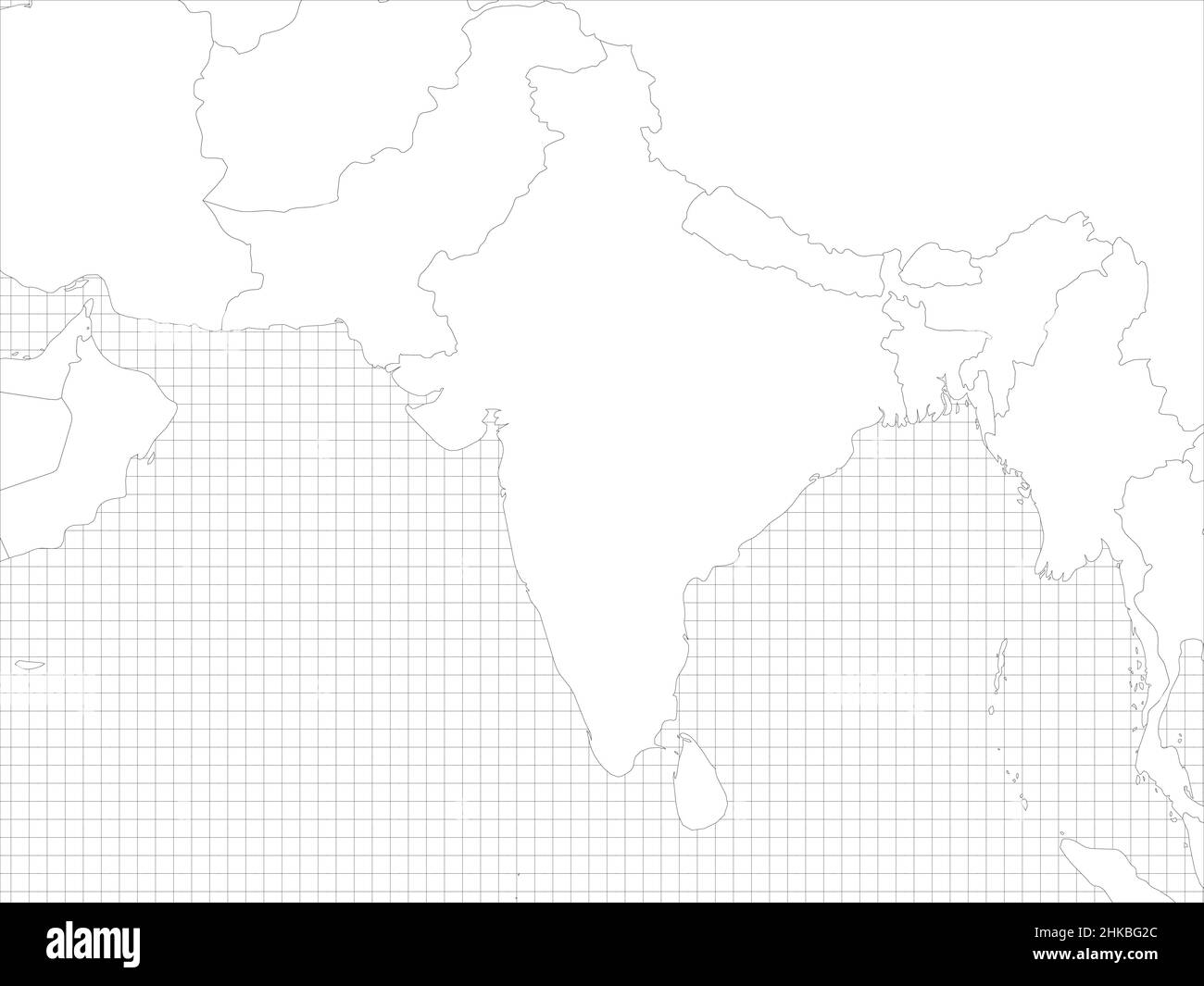 Asia meridionale semplice mappa vuota Illustrazione Vettoriale