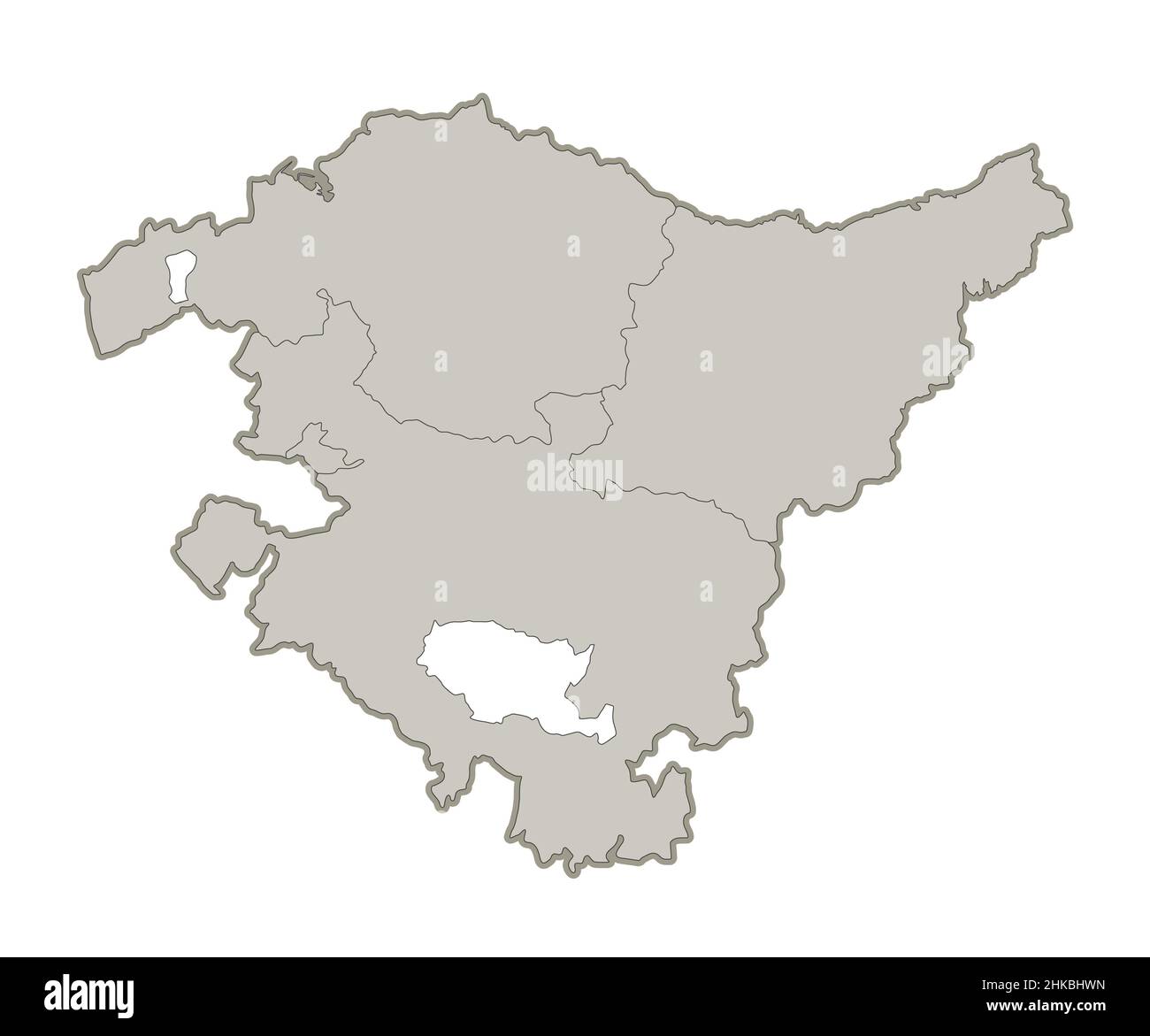 Mappa dei Paesi Baschi, singole regioni, vuota Foto Stock