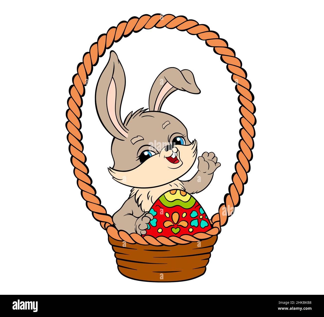 Cartoon Coniglietto pasquale per la verniciatura di un uovo su uova di  pasqua Immagine e Vettoriale - Alamy