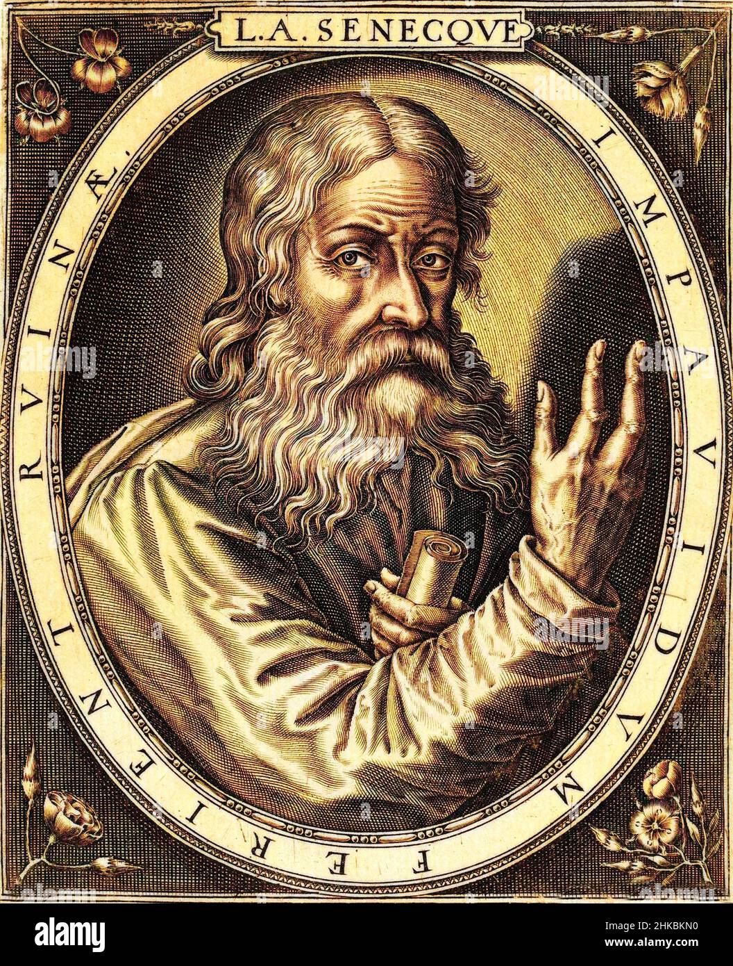Ritratto di Seneque di Thomas de Leu (1560-1612) - filosofo stoicien Seneque (Lucius Annaeus Seneca) Foto Stock