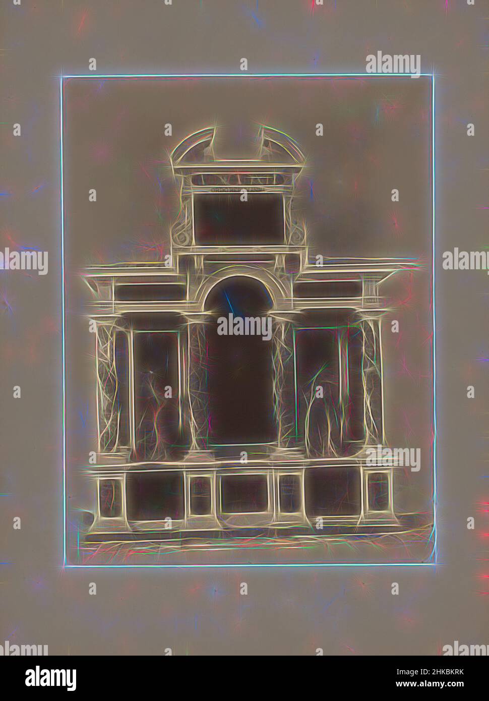 Ispirato al monumento funebre nella chiesa di St Gertrudis a Bergen op Zoom, Sint-Gertrudkerk, 1890, stampa albume, altezza 227 mm x larghezza 172 mm, reinventato da Artotop. L'arte classica reinventata con un tocco moderno. Design di calda e allegra luminosità e di raggi di luce. La fotografia si ispira al surrealismo e al futurismo, abbracciando l'energia dinamica della tecnologia moderna, del movimento, della velocità e rivoluzionando la cultura Foto Stock