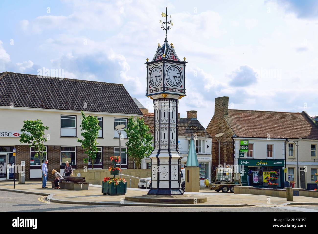 Victorian clock tower, Market Place, Downham Market, Norfolk, Inghilterra, Regno Unito Foto Stock