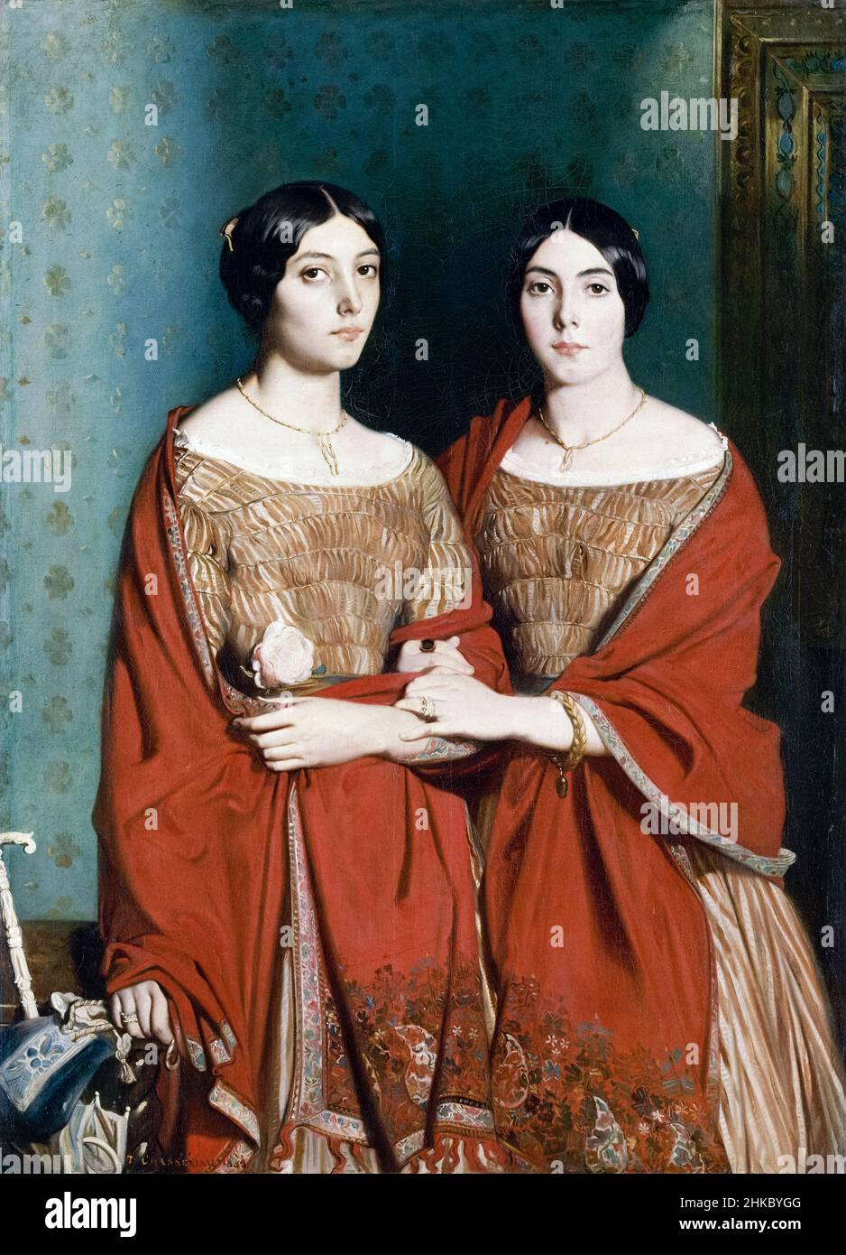 Le due Sorelle [Les Deux Sœurs] del pittore romanico francese Theodore Chasseriau (1819-1856) ritratto delle sue sorelle Adèle e Aline Chasseriau dipinto nel 1843. Foto Stock