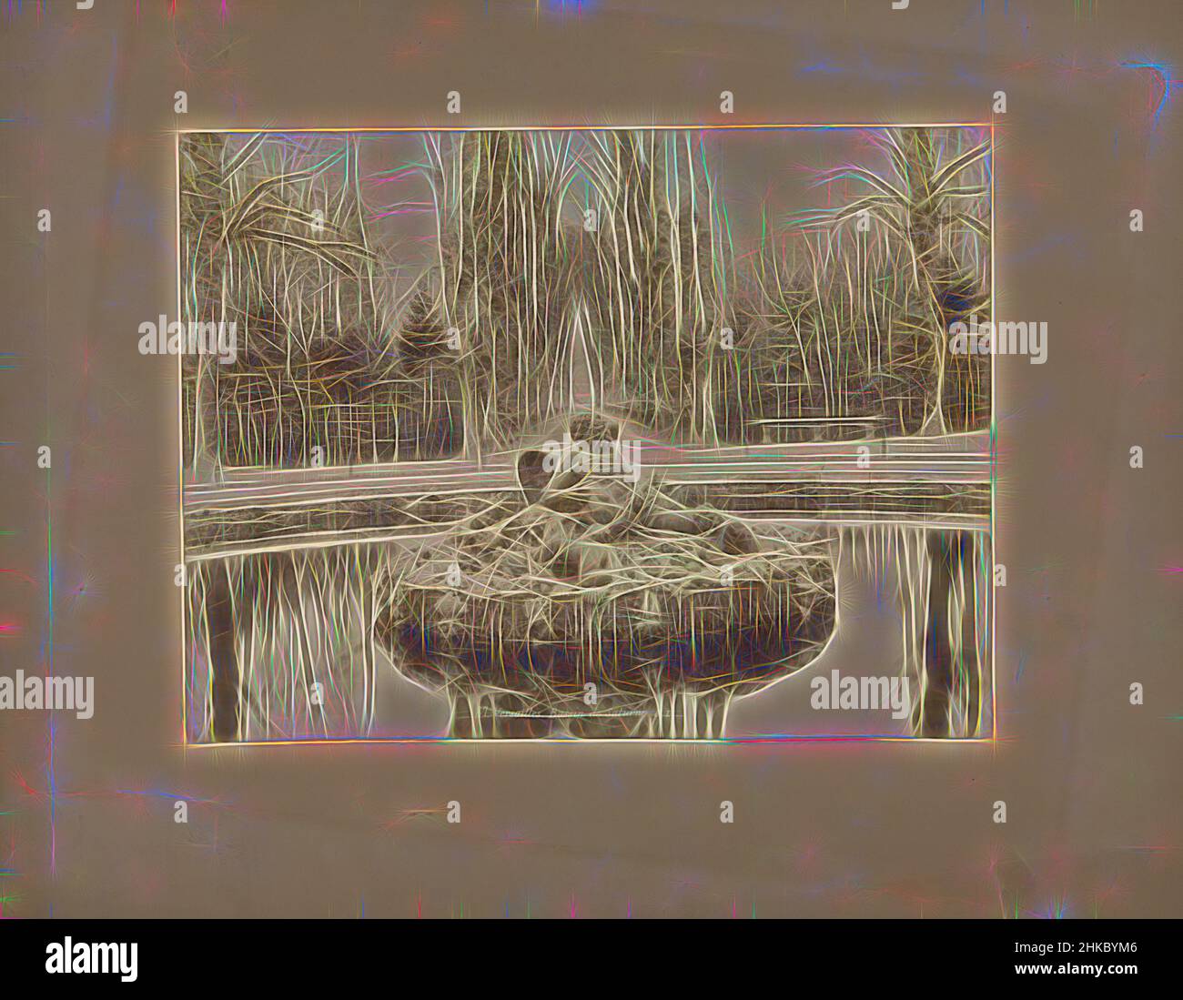 Ispirato dalla Fontana di Saturno nel giardino del castello di Versailles, Versailles. Bassin de Saturne, Versailles, c.. 1875 - c. 1900, stampa albume, altezza 217 mm x larghezza 288 mm, reinventata da Artotop. L'arte classica reinventata con un tocco moderno. Design di calda e allegra luminosità e di raggi di luce. La fotografia si ispira al surrealismo e al futurismo, abbracciando l'energia dinamica della tecnologia moderna, del movimento, della velocità e rivoluzionando la cultura Foto Stock