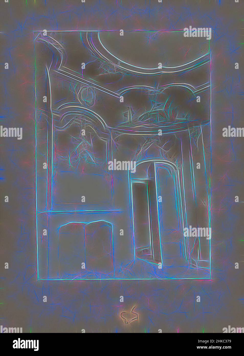 Ispirato da Interior of hunting Lodge De Wildbaan a Wolvega, Wolvega, Oct-1913, altezza 228 mm x larghezza 160 mm, reinventato da Artotop. L'arte classica reinventata con un tocco moderno. Design di calda e allegra luminosità e di raggi di luce. La fotografia si ispira al surrealismo e al futurismo, abbracciando l'energia dinamica della tecnologia moderna, del movimento, della velocità e rivoluzionando la cultura Foto Stock