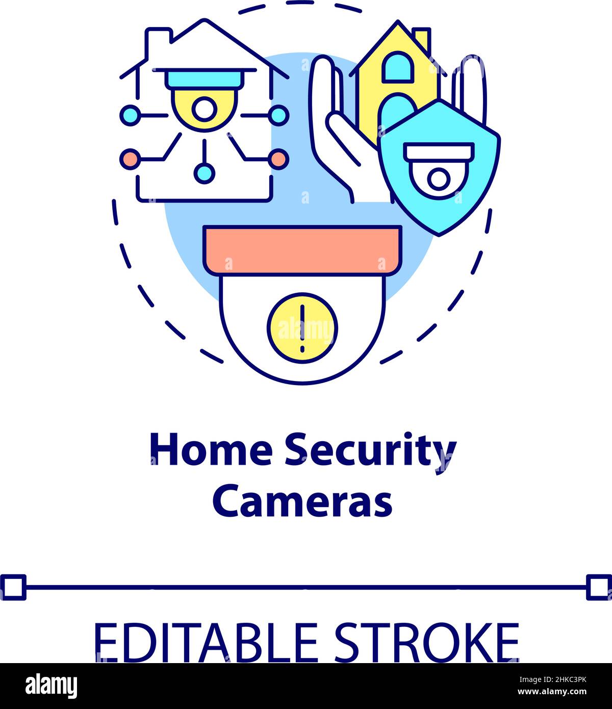 Icona del concetto di telecamere di sicurezza domestica Illustrazione Vettoriale
