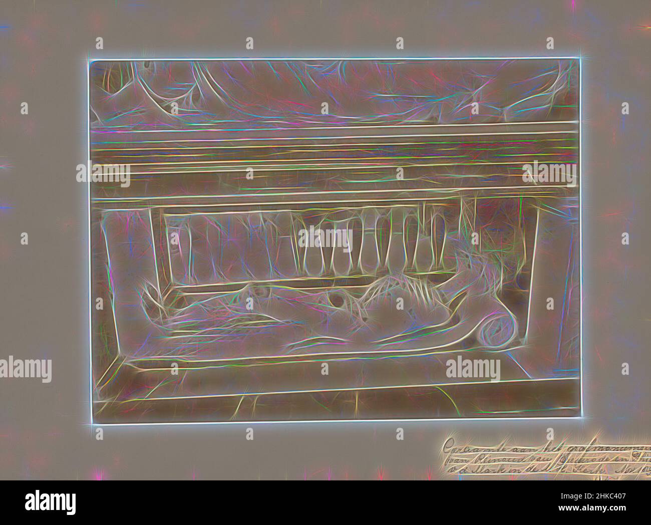 Ispirato al monumento funebre di Reinoud van Brederode nel Grote Kerk a Vianen, Grote Kerk, 1897, stampa albume, altezza 168 mm x larghezza 228 mm, reinventato da Artotop. L'arte classica reinventata con un tocco moderno. Design di calda e allegra luminosità e di raggi di luce. La fotografia si ispira al surrealismo e al futurismo, abbracciando l'energia dinamica della tecnologia moderna, del movimento, della velocità e rivoluzionando la cultura Foto Stock