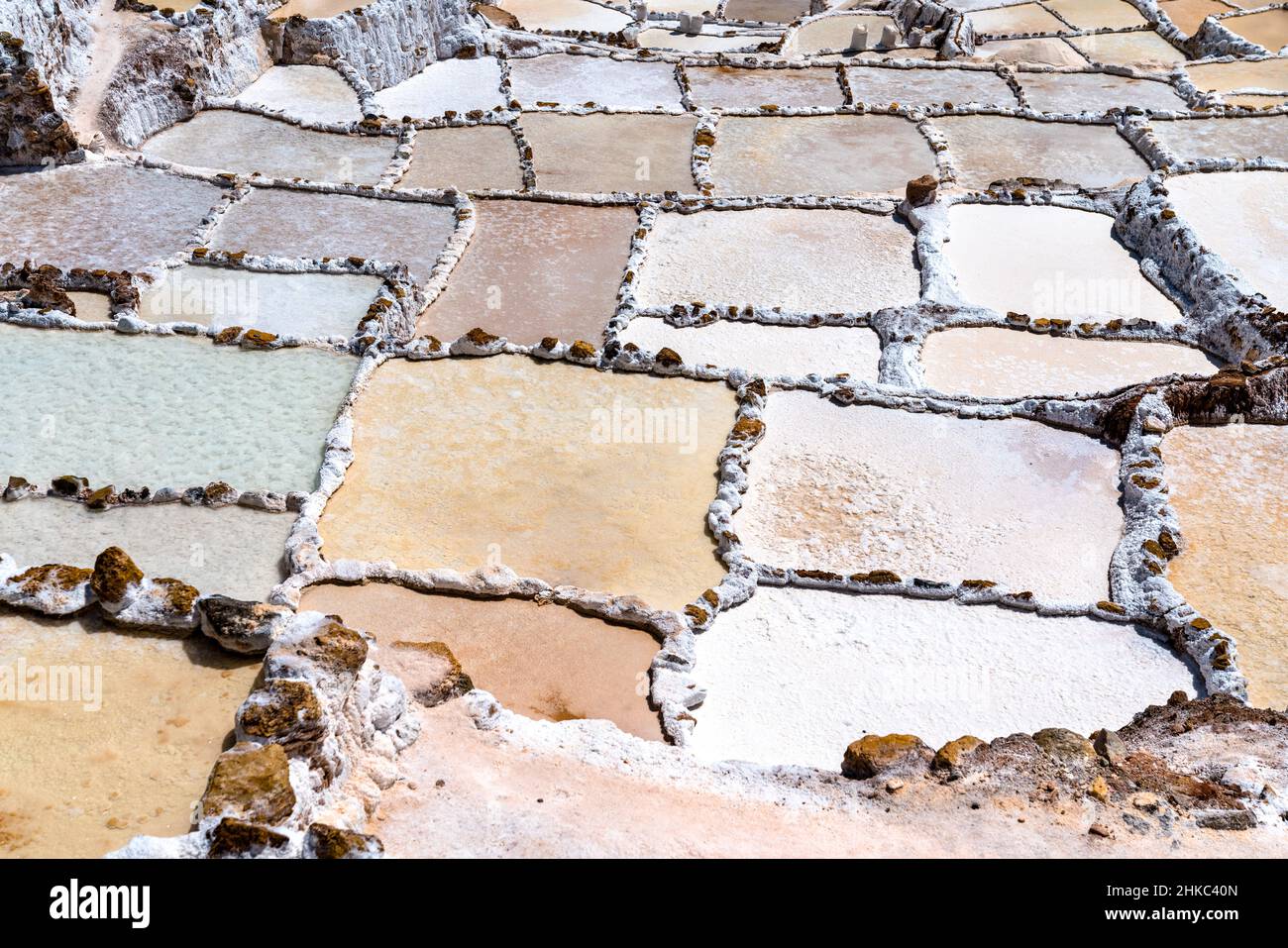 Miniere di sale di Maras in Perù Foto Stock