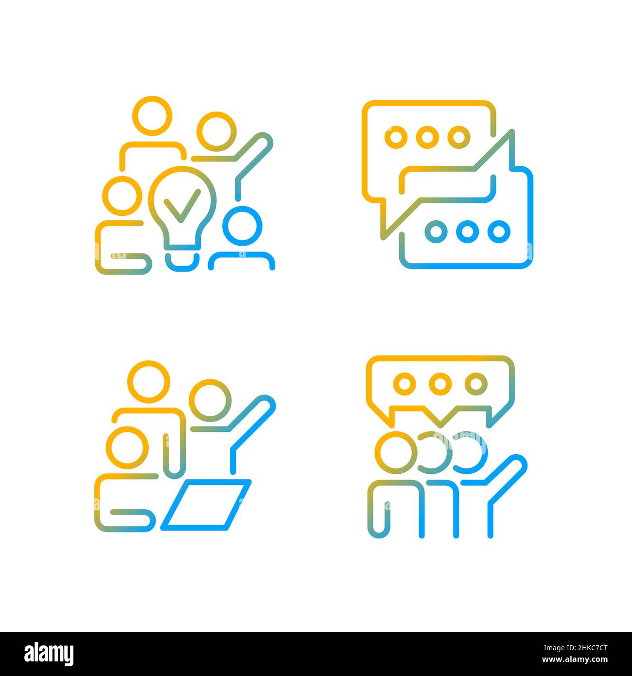 Attività di gruppo icone vettoriali lineari gradienti impostate Illustrazione Vettoriale