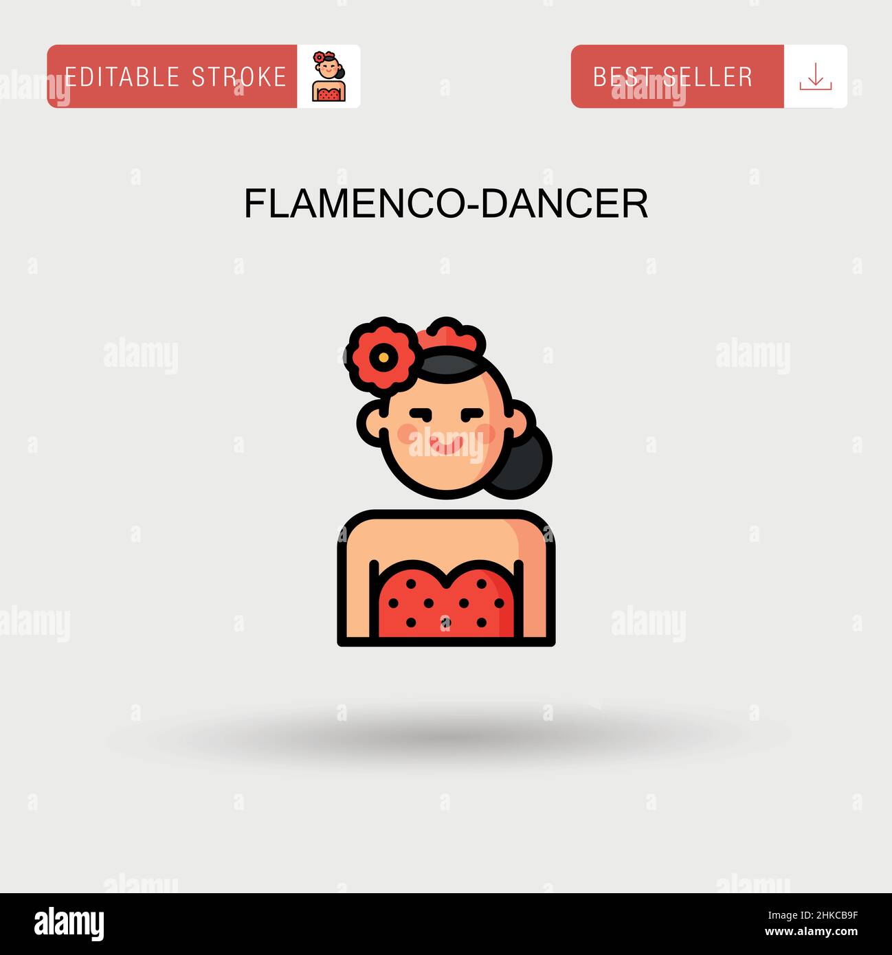 Flamenco-ballerino semplice icona vettoriale. Illustrazione Vettoriale