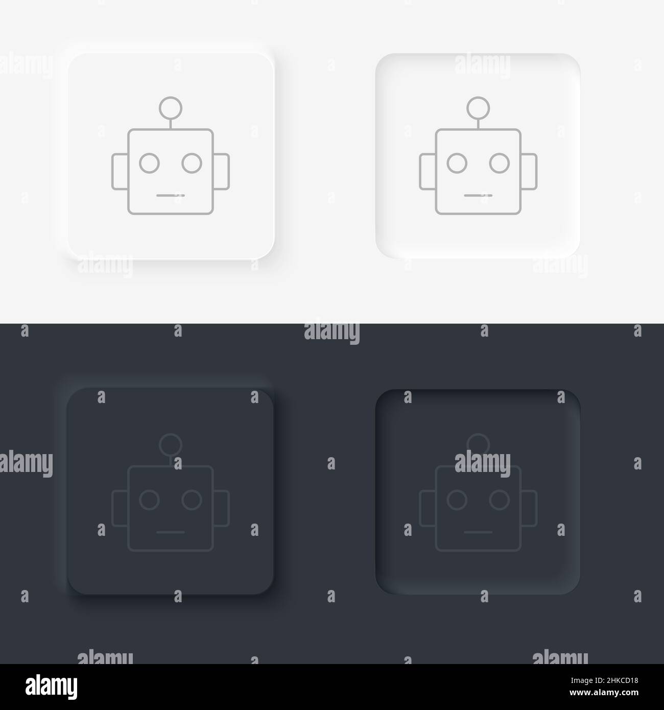Smart, icona robot - vettore. Set di icone del vettore di stile pneumatico dell'intelligenza artificiale Illustrazione Vettoriale