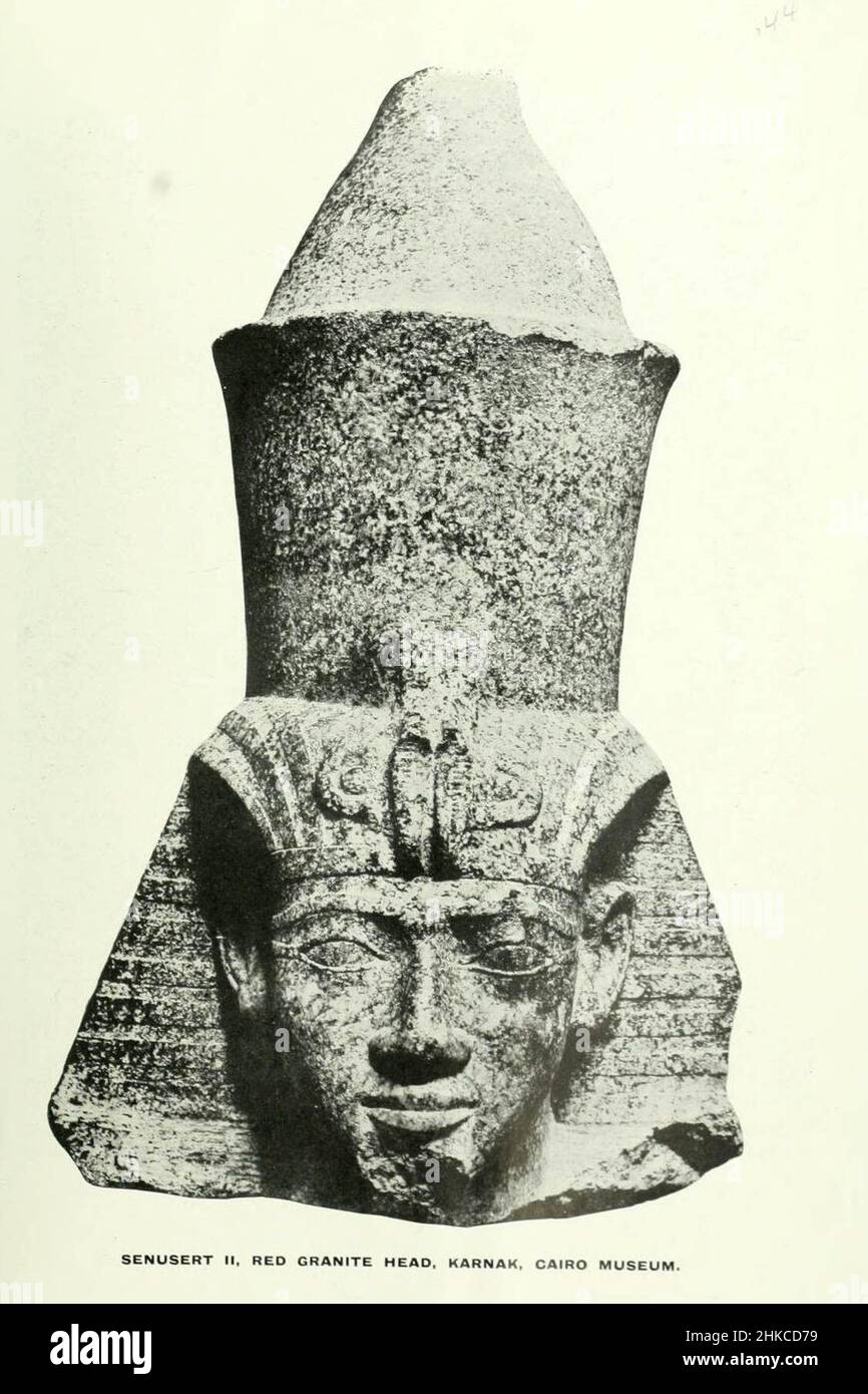Testa di una statua di Senusret II da Karnak Foto Stock