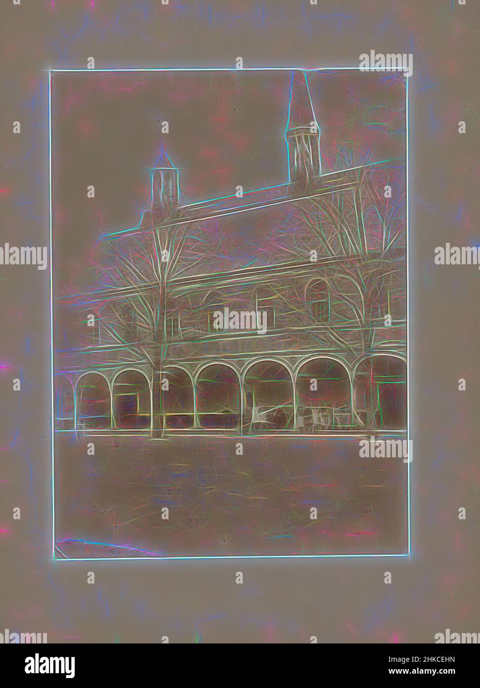 Ispirato dalla vista della fiera di Zierikzee, Zierikzee, 1893, stampa albume, altezza 230 mm x larghezza 167 mm, reinventato da Artotop. L'arte classica reinventata con un tocco moderno. Design di calda e allegra luminosità e di raggi di luce. La fotografia si ispira al surrealismo e al futurismo, abbracciando l'energia dinamica della tecnologia moderna, del movimento, della velocità e rivoluzionando la cultura Foto Stock