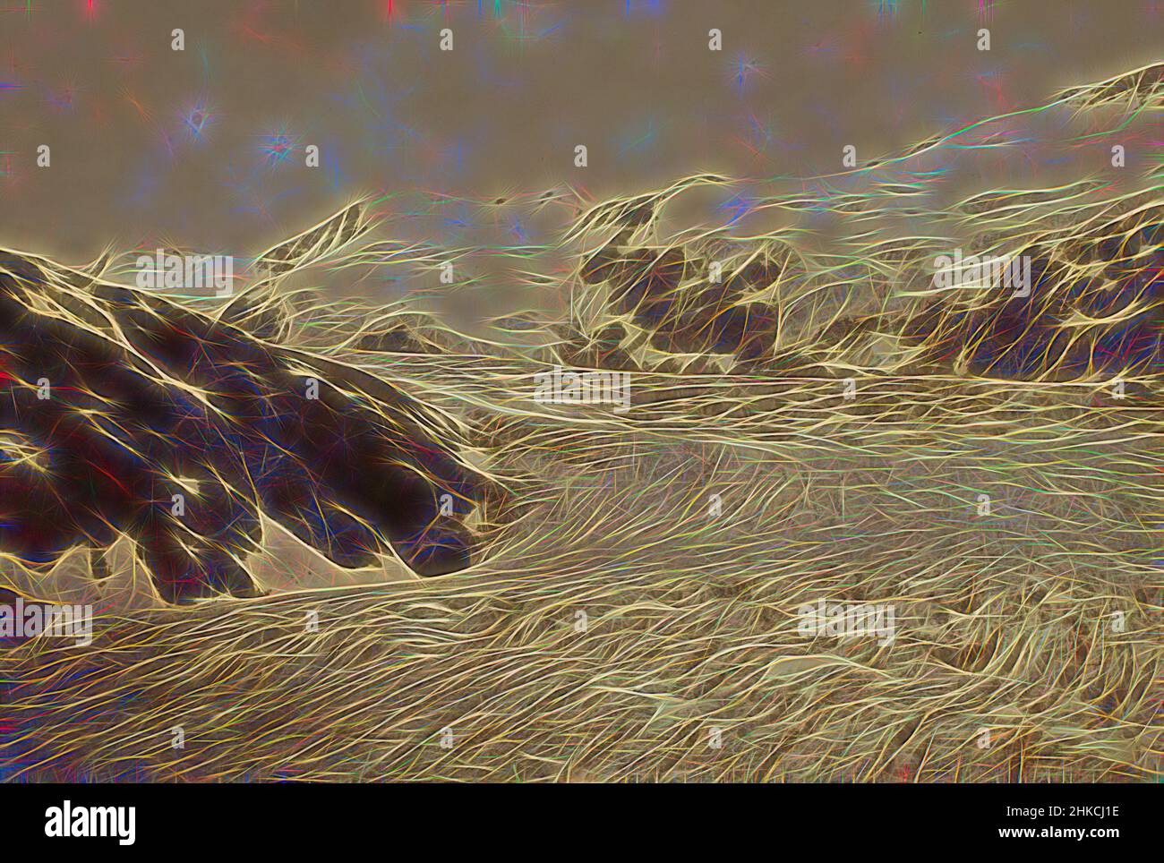 Ispirato dalla catena montuosa [Alpi?, c.. 1880 - c. 1900, carta, stampa albume, altezza 258 mm, larghezza 383 mm, Reinventato da Artotop. L'arte classica reinventata con un tocco moderno. Design di calda e allegra luminosità e di raggi di luce. La fotografia si ispira al surrealismo e al futurismo, abbracciando l'energia dinamica della tecnologia moderna, del movimento, della velocità e rivoluzionando la cultura Foto Stock