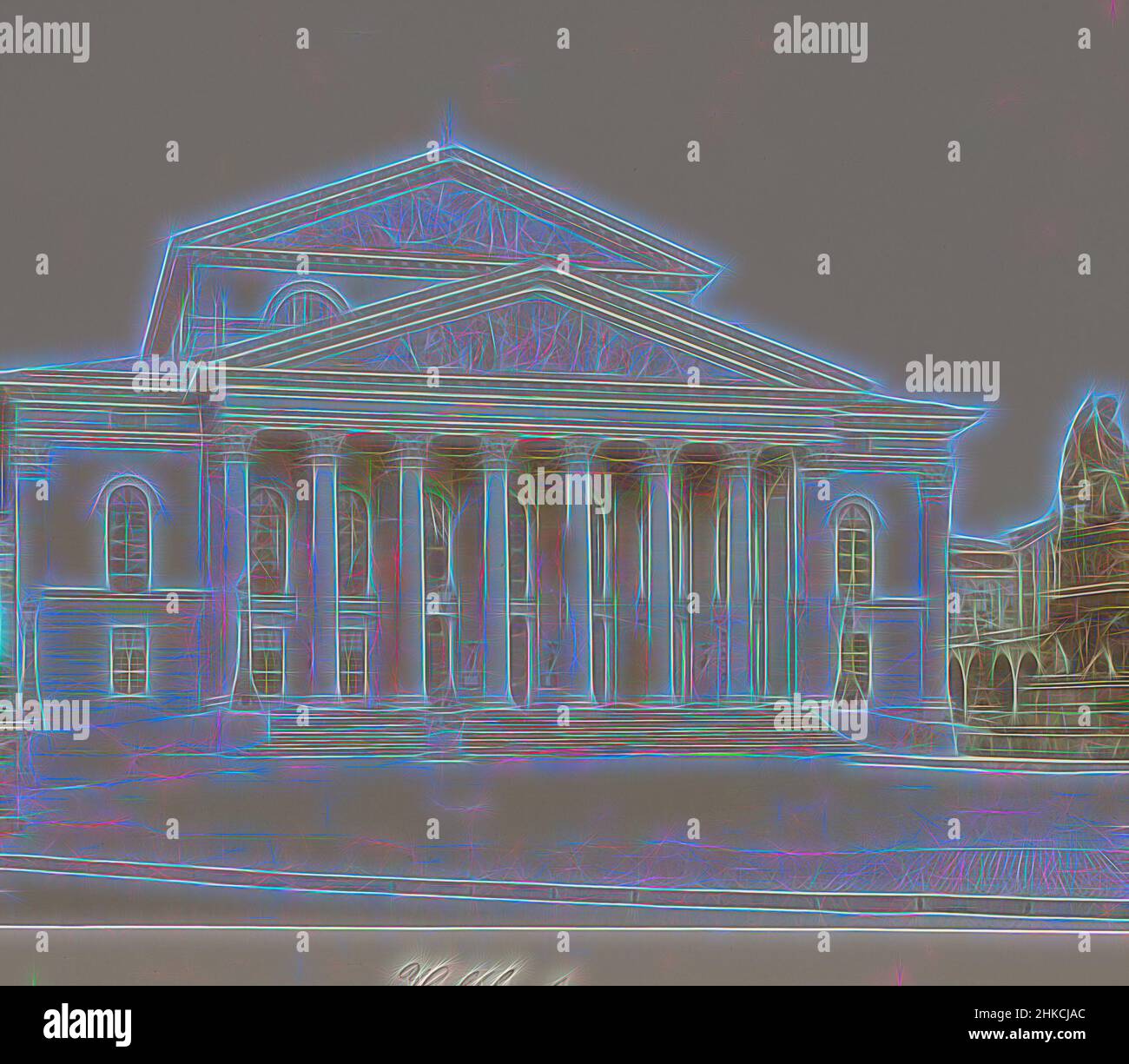 Ispirato al Teatro di corte, Monaco, Germania, Vista di un edificio rococò con facciata classica. Dopo la distruzione della seconda guerra mondiale, il Neues Residenztheater è stato costruito sullo stesso sito (aperto nel 1951)., c.. 1880 - c. 1910, altezza 200 mm, larghezza 255 mm altezza 510 mm, larghezza 330 mm, Reimagined by Artotop. L'arte classica reinventata con un tocco moderno. Design di calda e allegra luminosità e di raggi di luce. La fotografia si ispira al surrealismo e al futurismo, abbracciando l'energia dinamica della tecnologia moderna, del movimento, della velocità e rivoluzionando la cultura Foto Stock