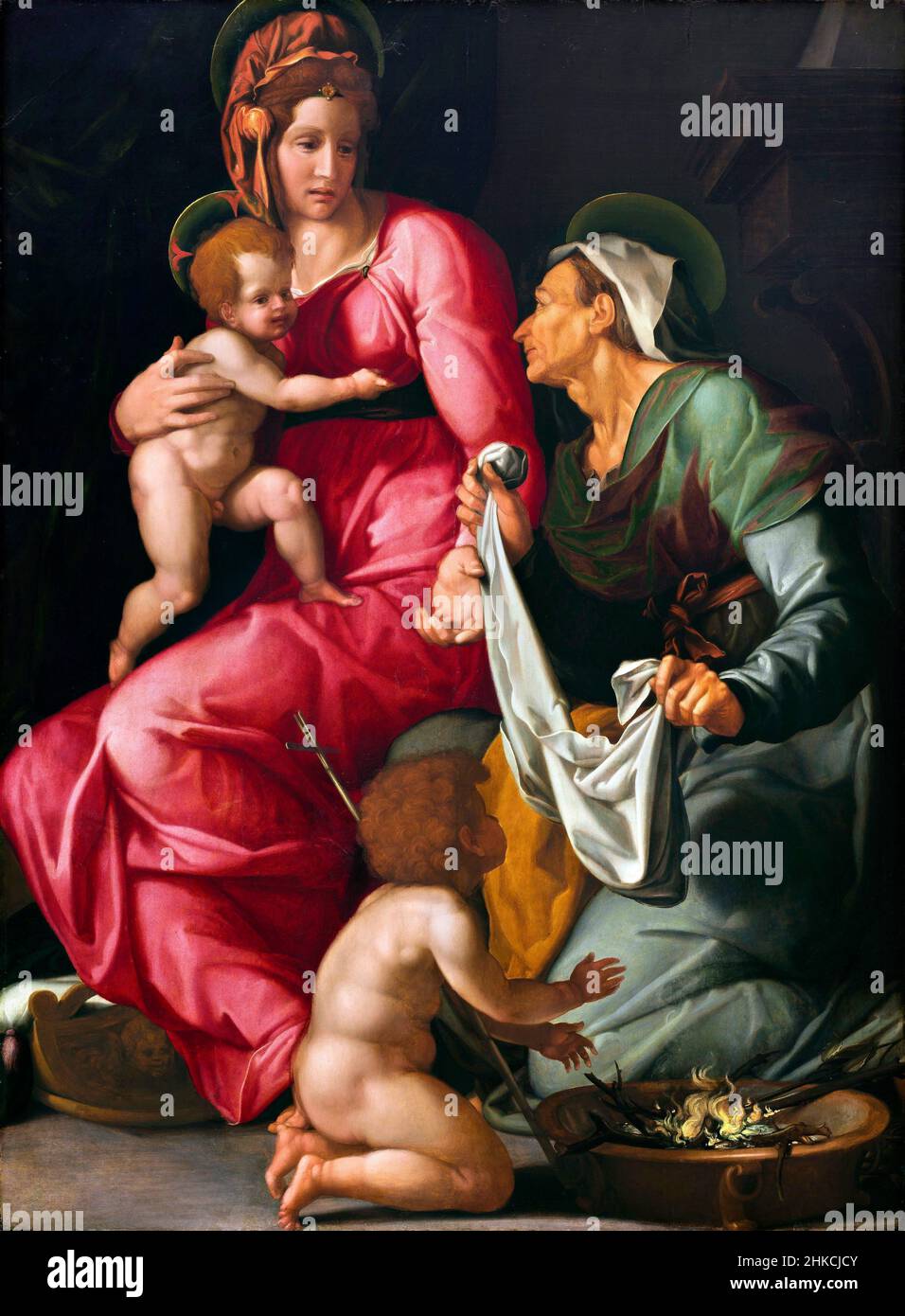 Madonna col Bambino con Santa Elisabetta e San Giovanni Battista Jacopino del Conte (1510–1598), olio su pannello, c.. 1535 Foto Stock