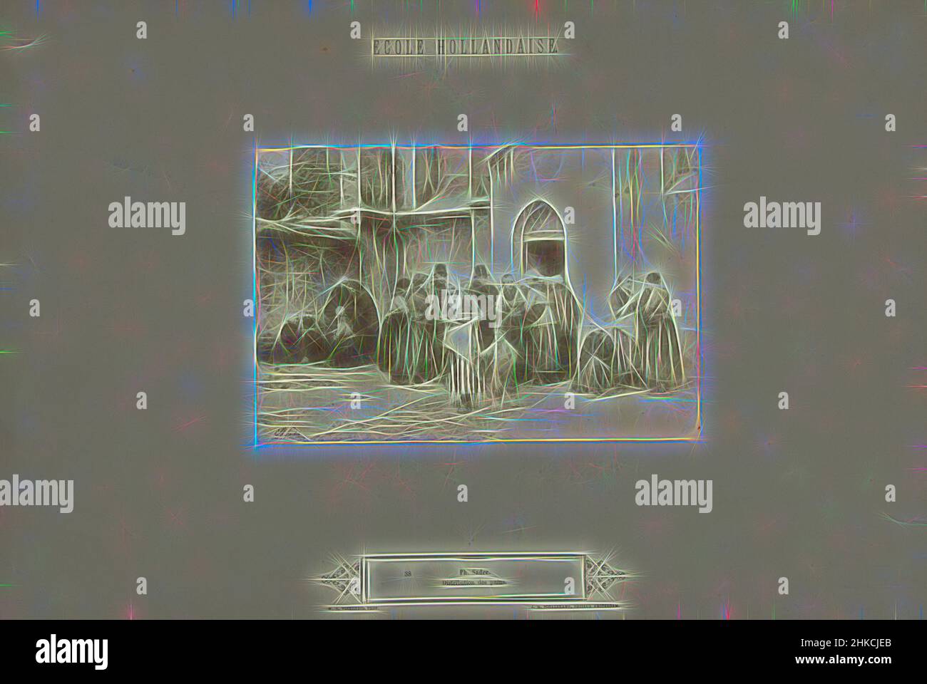 Ispirata alla riproduzione del disegno 'Distribution des pains' di Philip Sadée, riproduzione del disegno 'Distribution des pains' di Philip Sadée., Willem Frederik Vinkenbos, editore: J.M. Schalekamp, Amsterdam, c.. 1890, stampa albume, altezza 229 mm x larghezza 142 mm altezza 327 mm x larghezza 485 mm, Reimagined by Artotop. L'arte classica reinventata con un tocco moderno. Design di calda e allegra luminosità e di raggi di luce. La fotografia si ispira al surrealismo e al futurismo, abbracciando l'energia dinamica della tecnologia moderna, del movimento, della velocità e rivoluzionando la cultura Foto Stock