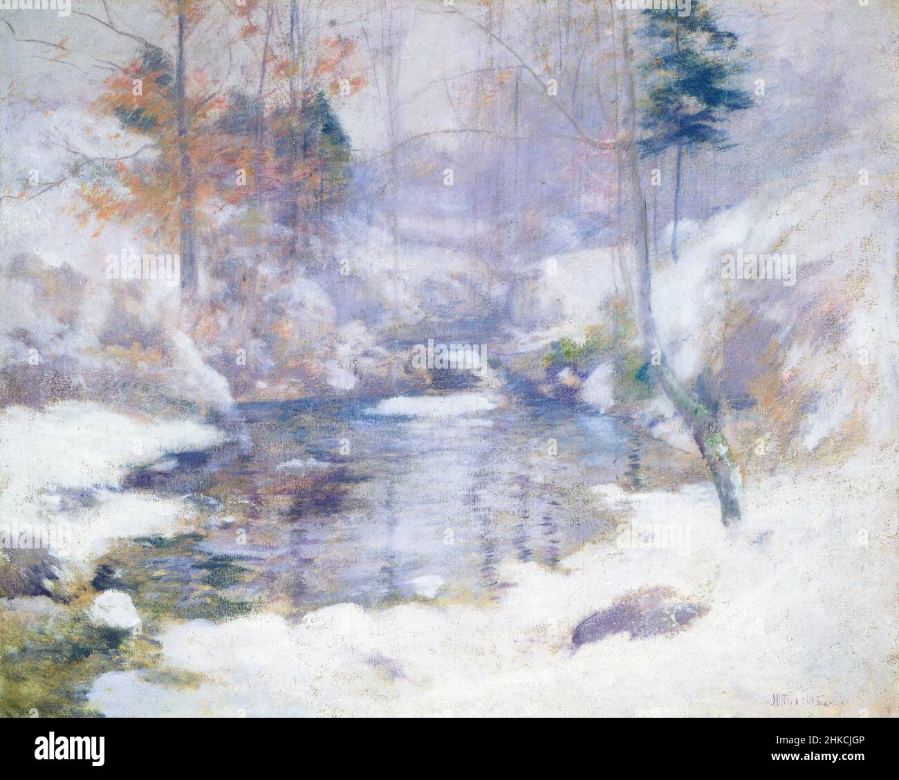 Winter Harmony by the American Impressionist, John Henry Twachtman (1853-1902), olio su tela, c.. 1890-1900 Foto Stock