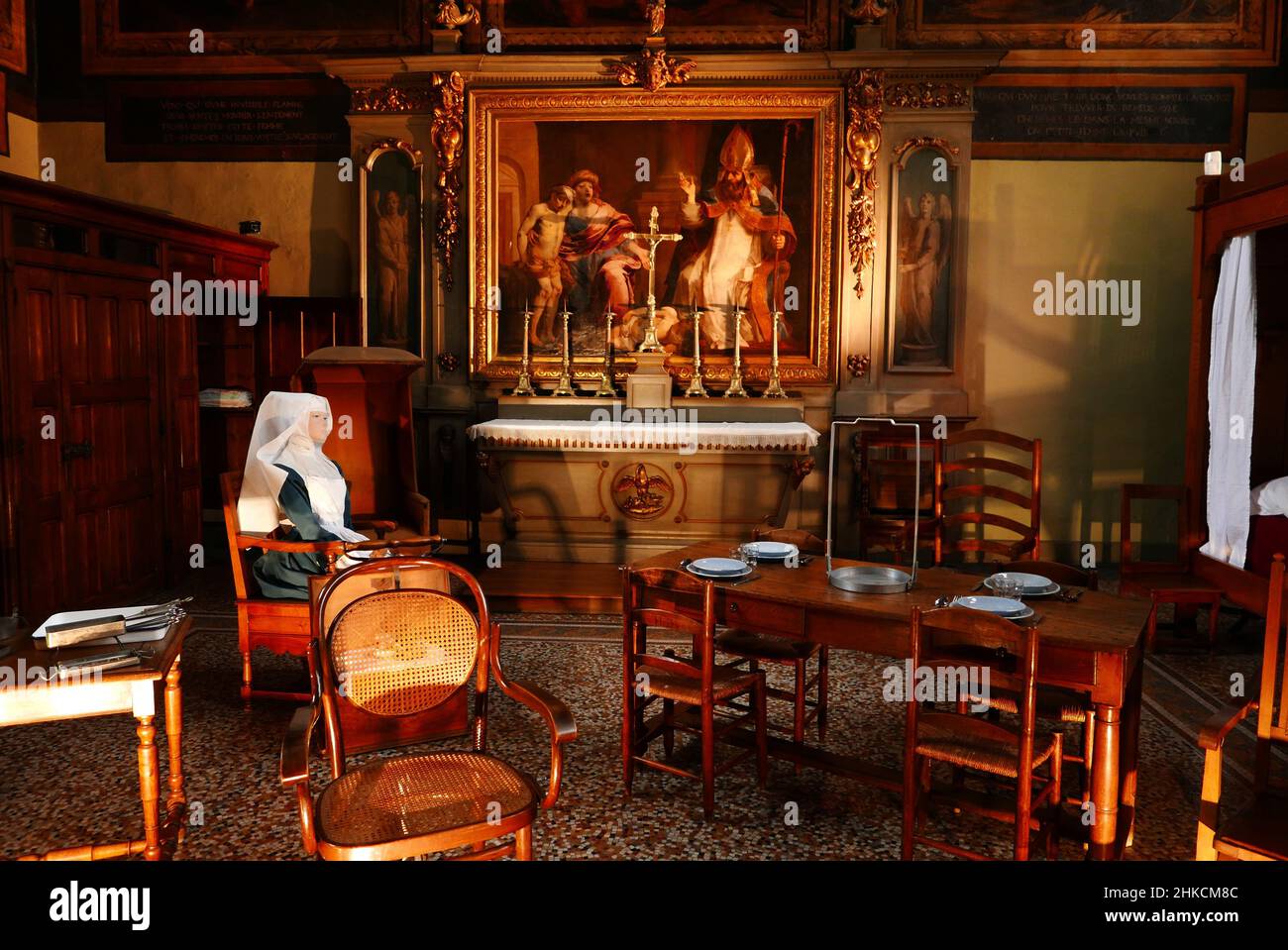 Hotel-Dieu des Hospices Civils de Beaune, Cote-d'Or, Saint-Hugh camera, Bourgogne-France-Comte, Borgogna, Francia, Europa Foto Stock