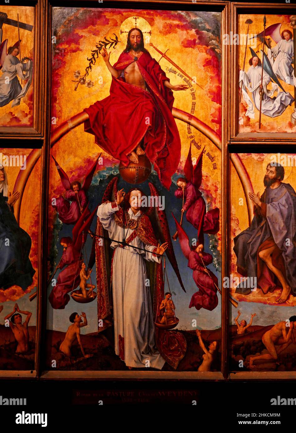 Hotel-Dieu des Hospices Civils de Beaune, Rogier Van der Weyden polyptych altarpiece, Cote-d'Or, Bourgogne-France-Comte, Borgogna, Francia, Europa Foto Stock