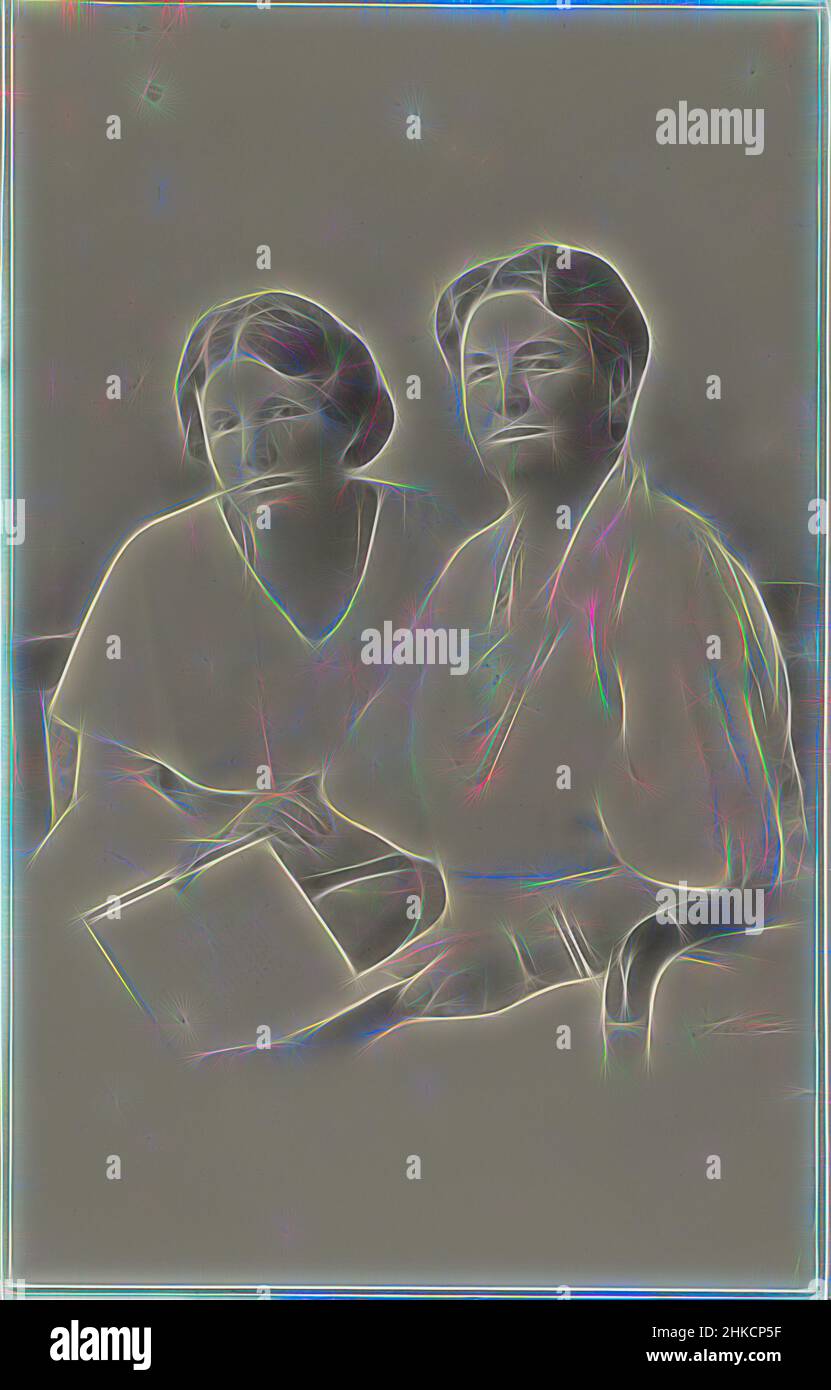 Ispirato da Ritratto di Wilhelmina, Regina dei Paesi Bassi, e Juliana, Regina dei Paesi Bassi, Franz Ziegler, l'Aia, 1934, altezza 140 mm x larghezza 88 mm, reinventato da Artotop. L'arte classica reinventata con un tocco moderno. Design di calda e allegra luminosità e di raggi di luce. La fotografia si ispira al surrealismo e al futurismo, abbracciando l'energia dinamica della tecnologia moderna, del movimento, della velocità e rivoluzionando la cultura Foto Stock