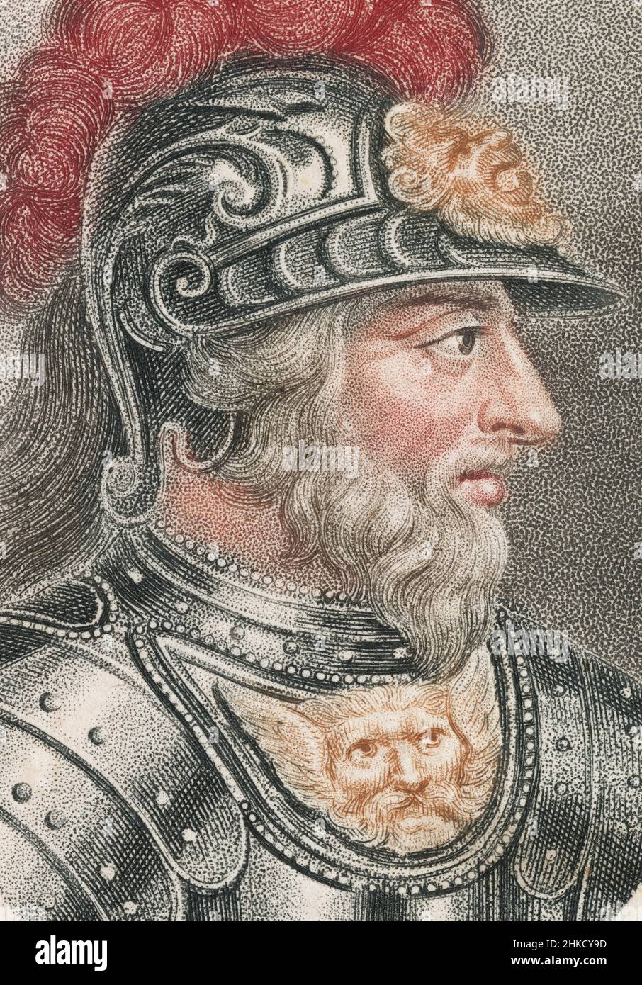 Antica incisione del 1803 di Stefano, re d'Inghilterra. Stefano (1092-1154), spesso chiamato Stefano di Blois, fu re d'Inghilterra dal 22 dicembre 1135 alla sua morte nel 1154. FONTE: INCISIONE ORIGINALE Foto Stock