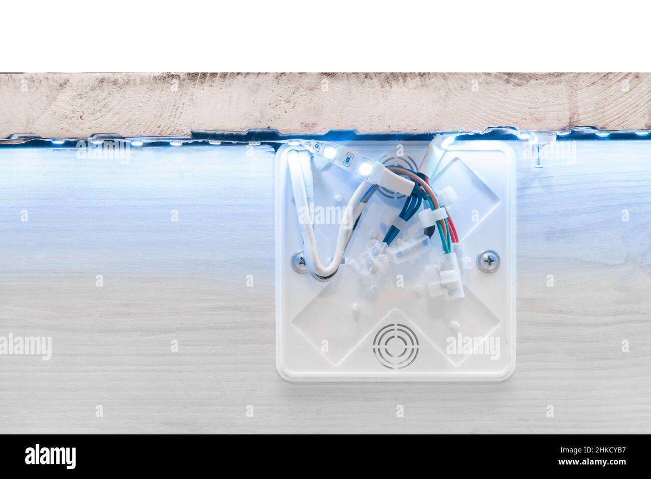 Striscia di LED del sistema di cavi di alimentazione del circuito di corrente elettrica di energia di tensione. Foto Stock