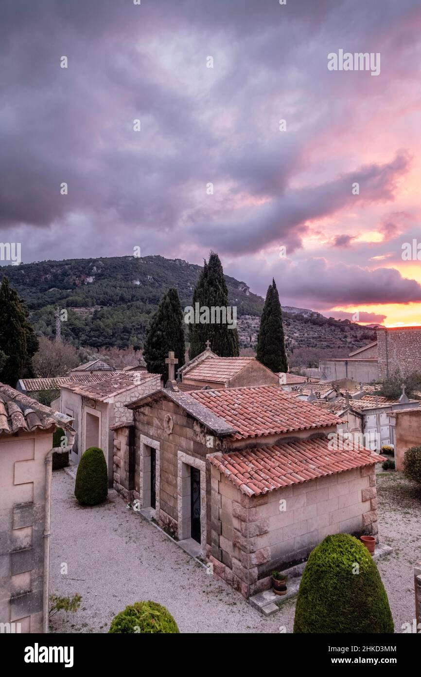 Nicchie funerarie, cimitero di Valldemossa, Maiorca, Isole Baleari, Spagna Foto Stock