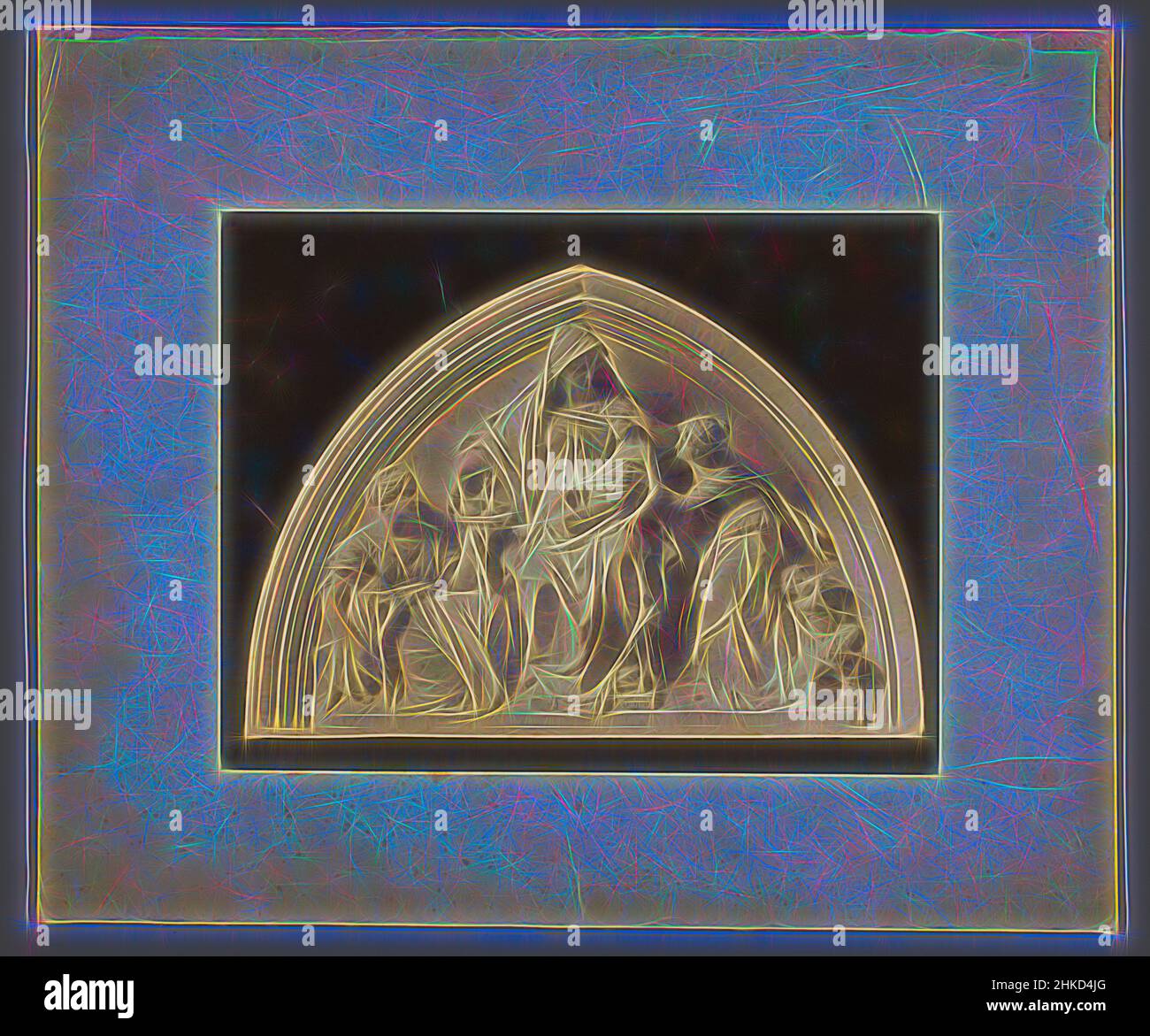 Ispirato al timpano su cui si curano i malati, 1850 - 1900, stampa albume, altezza 260 mm x larghezza 312 mm, reinventato da Artotop. L'arte classica reinventata con un tocco moderno. Design di calda e allegra luminosità e di raggi di luce. La fotografia si ispira al surrealismo e al futurismo, abbracciando l'energia dinamica della tecnologia moderna, del movimento, della velocità e rivoluzionando la cultura Foto Stock