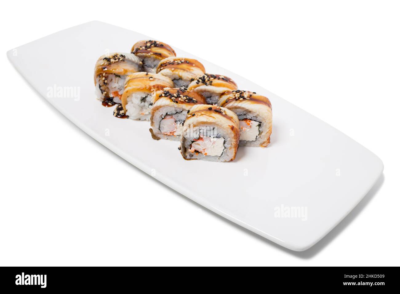 Rotolo del Canada con granchio della neve. Isolato su sfondo bianco. Foto Stock