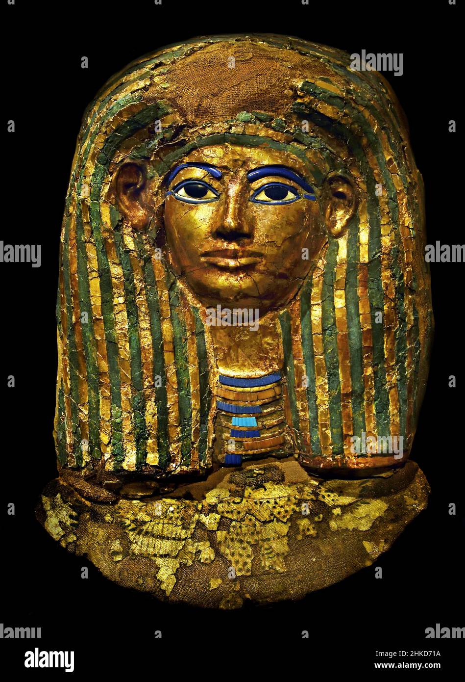Maschera funeraria egiziana di Merit - tomba di Kha, dinastia Tebana metà 18th (1550-1292 a.C.), Egitto (Museo Egizio di Torino Italia) Foto Stock