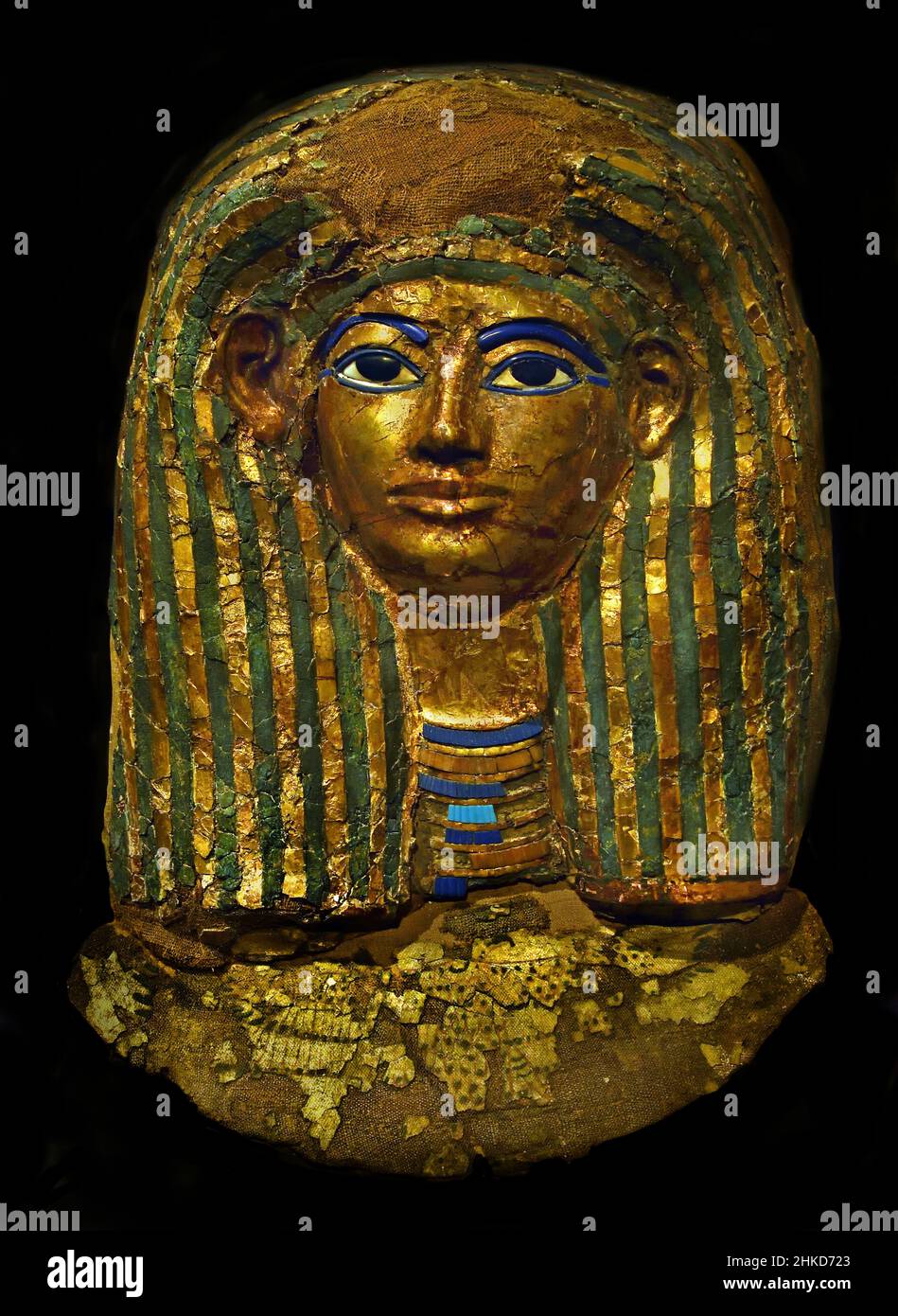 Maschera funeraria egiziana di Merit - tomba di Kha, dinastia Tebana metà 18th (1550-1292 a.C.), Egitto (Museo Egizio di Torino Italia) Foto Stock