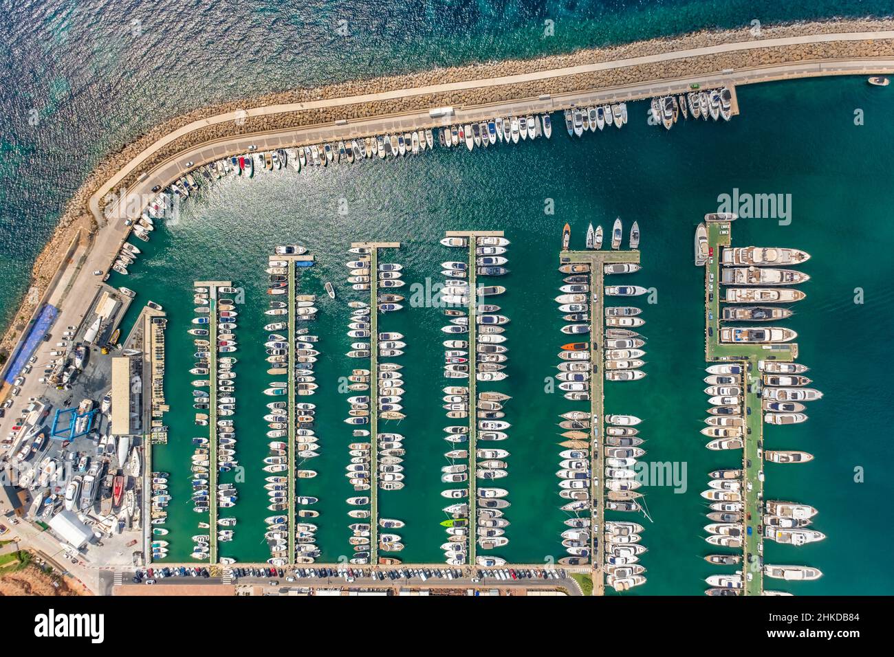 Vista aerea, barche nel porto di Puerto Portals, Portals Nous, Calvia, Mallorca, Isole Baleari, Spagna, barche, Calvià, ES, Europa, forme e. Foto Stock