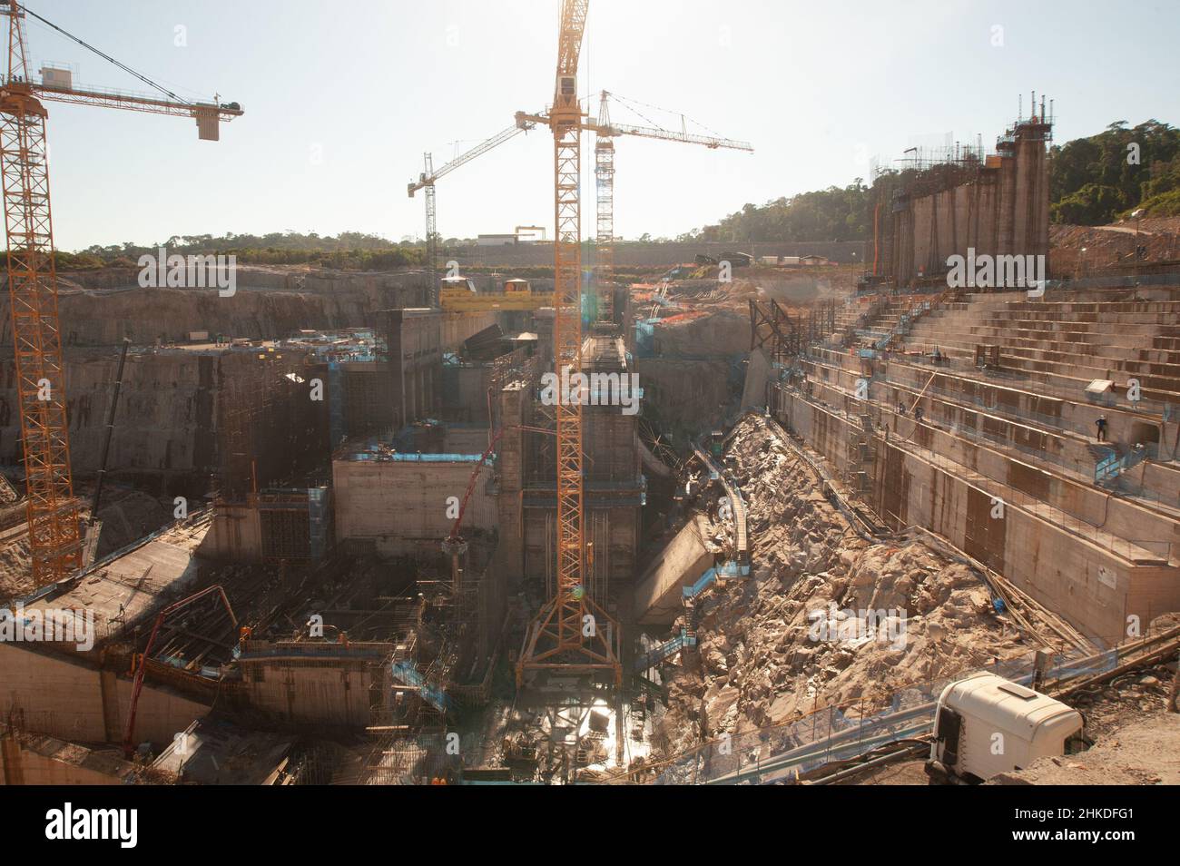 Cantiere della UHE Teles Pires nel fiume Teles Pires. Foto Stock