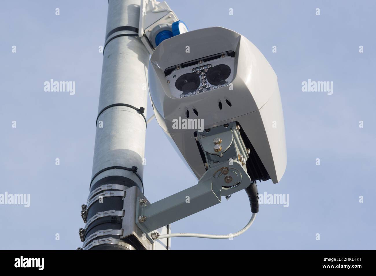 Telecamera ANPR Siemens Sicore II installata a Greater Manchester come parte dell'infrastruttura Clean Air zone (CAZ) in fase di lancio a maggio 2022 Foto Stock