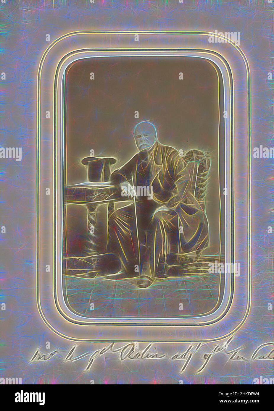 Ispirato dal Ritratto del generale Rolin, parte di Album fotografico con 24 cartes-de-visite di persone francesi., Francia, c. 1860 - prima del 1869, carta, stampa albume, altezza 98 mm x larghezza 61 mm, reinventata da Artotop. L'arte classica reinventata con un tocco moderno. Design di calda e allegra luminosità e di raggi di luce. La fotografia si ispira al surrealismo e al futurismo, abbracciando l'energia dinamica della tecnologia moderna, del movimento, della velocità e rivoluzionando la cultura Foto Stock