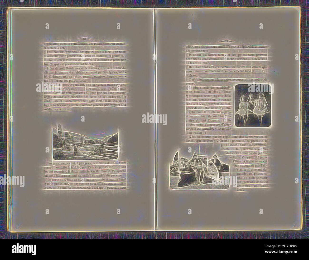 Ispirato da due ritratti di gruppo di bambini, sopra un ritratto di gruppo di tre ragazze, sotto un ritratto di gruppo con bambini vestiti., creatore:, c. 1886 - prima del 1896, carta, stampa, collotype, altezza 246 mm x larghezza 66 mm, Reimagined by Artotop. L'arte classica reinventata con un tocco moderno. Design di calda e allegra luminosità e di raggi di luce. La fotografia si ispira al surrealismo e al futurismo, abbracciando l'energia dinamica della tecnologia moderna, del movimento, della velocità e rivoluzionando la cultura Foto Stock