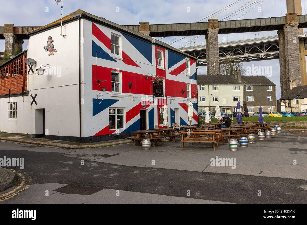 L'Union Inn sul fiume Tamar a Saltash, Cornovaglia, Regno Unito Foto Stock