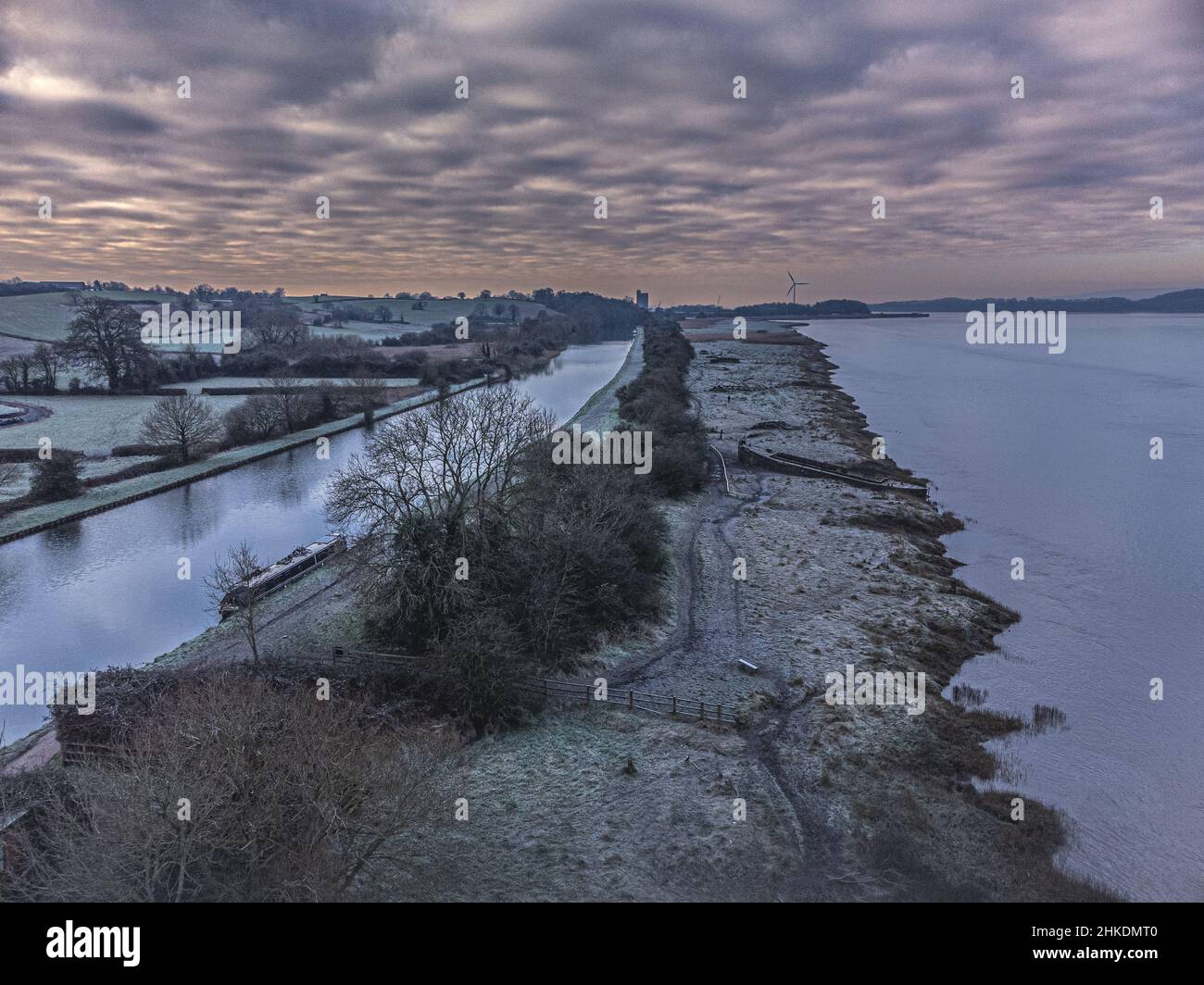 Gloucester e Sharpness Canal che corrono lungo il fiume Severn Foto Stock