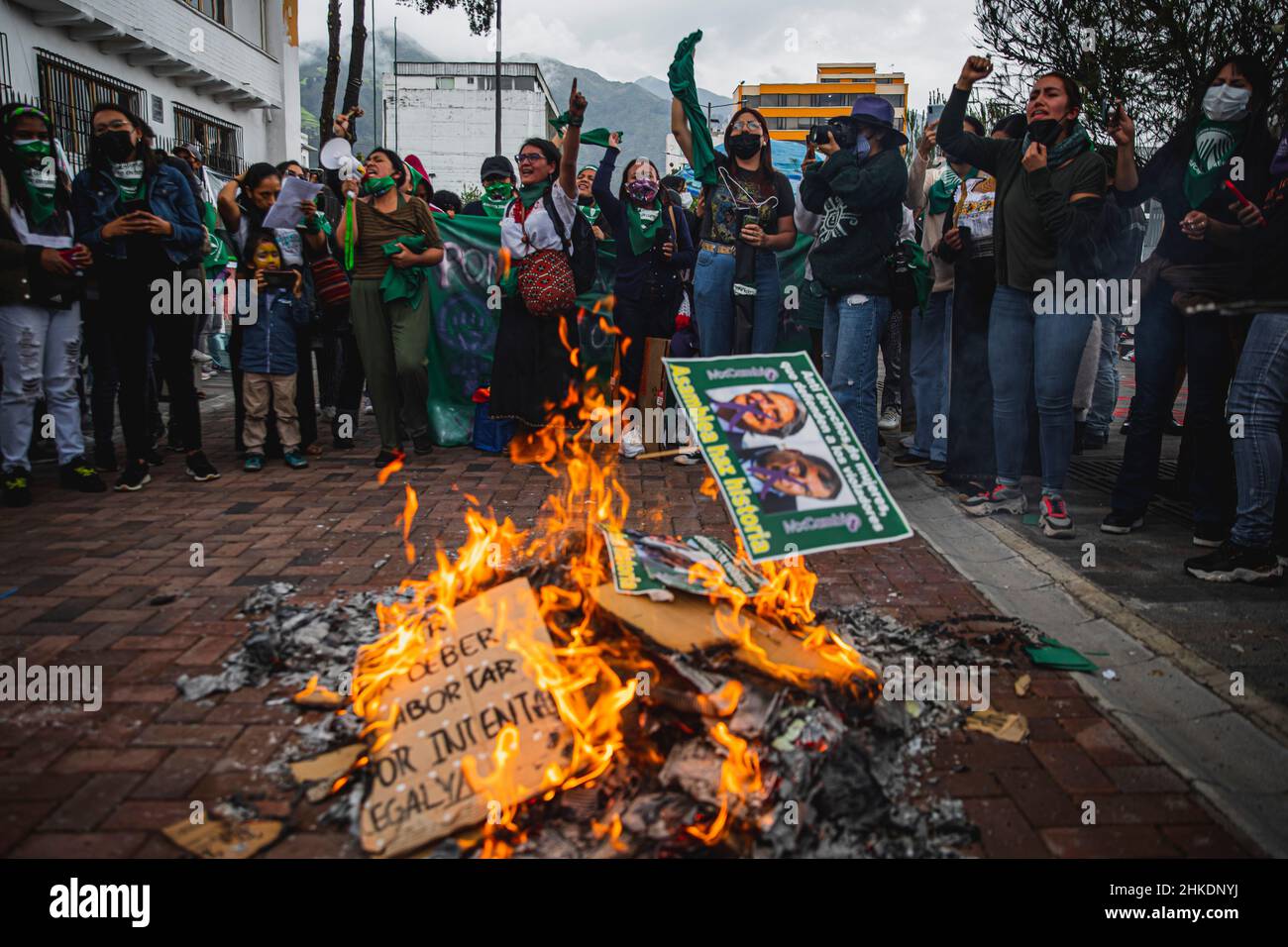 Protesta dell'aborto pro, Ecuador Foto Stock