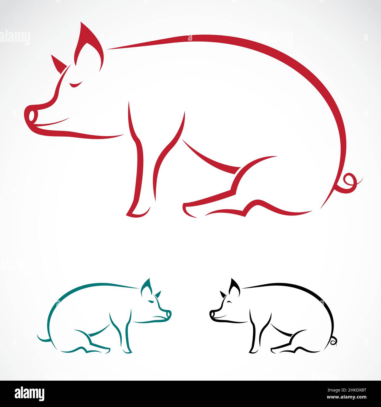 Immagine vettoriale di un maiale su sfondo bianco Illustrazione Vettoriale