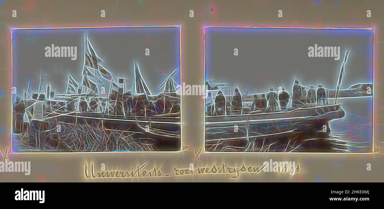 Ispirato dalla corsa di canottaggio dell'Università, Foto 2 sulla pagina dell'album 28 dall'album Amsterdam 1890-1894., creatore: Hendrik Herman van den Berg, Amsterdam, in o dopo il 1890 - in o prima del 1894, Reimagined by Artotop. L'arte classica reinventata con un tocco moderno. Design di calda e allegra luminosità e di raggi di luce. La fotografia si ispira al surrealismo e al futurismo, abbracciando l'energia dinamica della tecnologia moderna, del movimento, della velocità e rivoluzionando la cultura Foto Stock