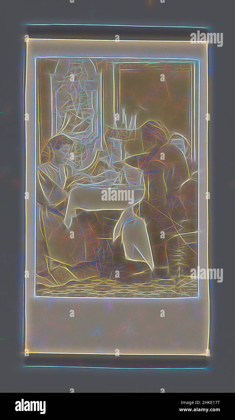 Ispirato da Company at a table, Parigi, c.. 1865 - c. 1870, carta, stampa albume, altezza 102 mm x larghezza 59 mm, reinventata da Artotop. L'arte classica reinventata con un tocco moderno. Design di calda e allegra luminosità e di raggi di luce. La fotografia si ispira al surrealismo e al futurismo, abbracciando l'energia dinamica della tecnologia moderna, del movimento, della velocità e rivoluzionando la cultura Foto Stock