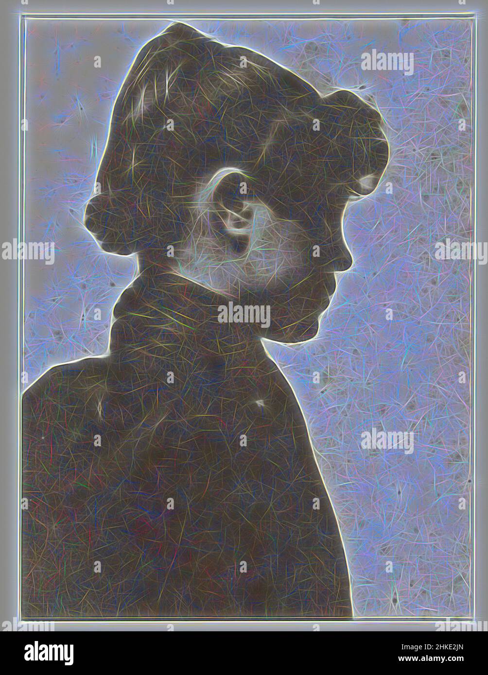 Ispirato da Ritratto di Geesje Kwak, George Hendrik Breitner, 1890 - 1900, altezza 236 mm x larghezza 177 mm, reinventato da Artotop. L'arte classica reinventata con un tocco moderno. Design di calda e allegra luminosità e di raggi di luce. La fotografia si ispira al surrealismo e al futurismo, abbracciando l'energia dinamica della tecnologia moderna, del movimento, della velocità e rivoluzionando la cultura Foto Stock