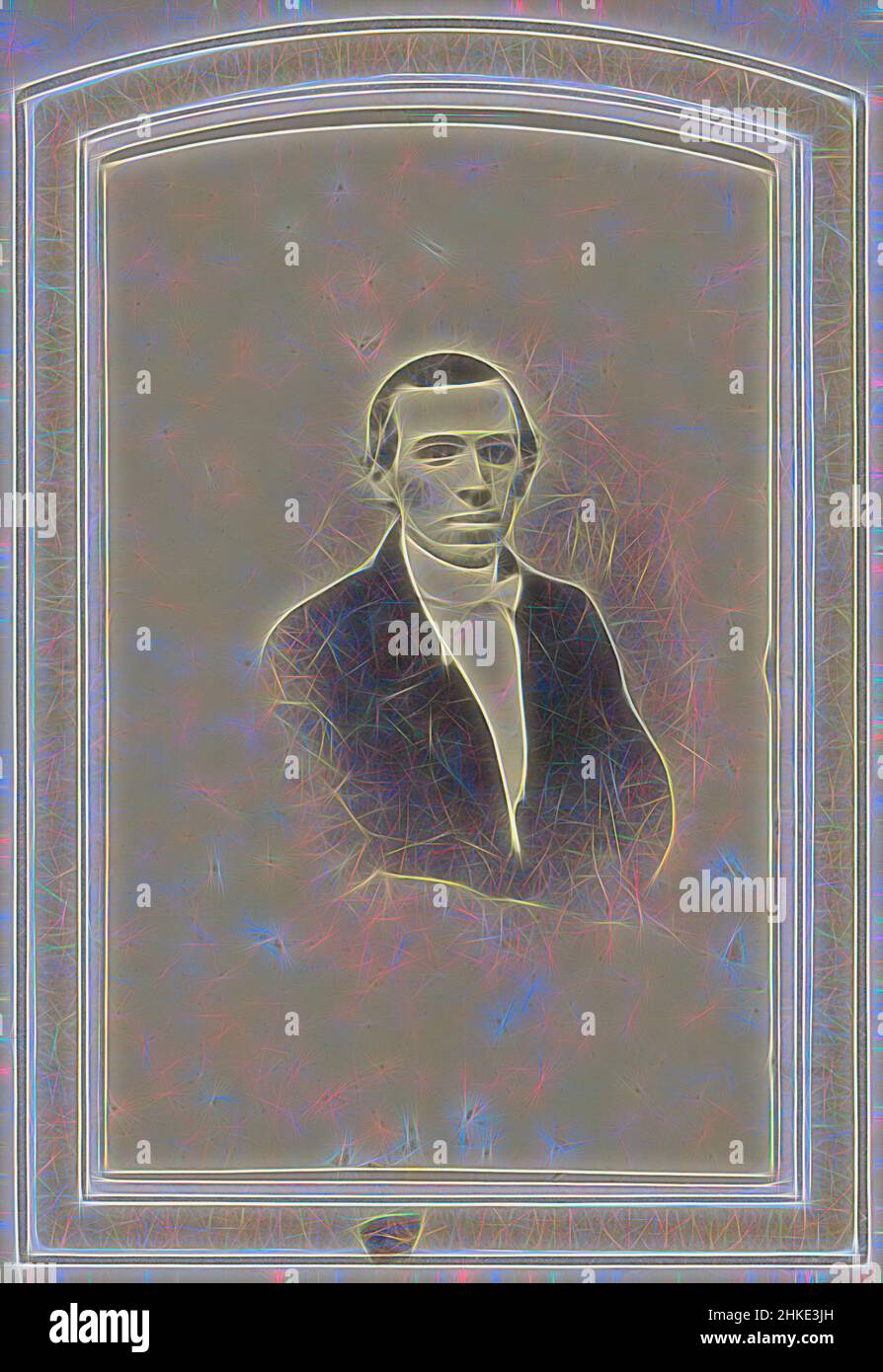 Ispirato da Ritratto di un uomo, parte di Album fotografico di una famiglia olandese con 168 cartes-de-visite e fotografie cabinet., c. 1860 - c. 1900, carta, stampa albume, altezza 83 mm x larghezza 53 mm, reinventata da Artotop. L'arte classica reinventata con un tocco moderno. Design di calda e allegra luminosità e di raggi di luce. La fotografia si ispira al surrealismo e al futurismo, abbracciando l'energia dinamica della tecnologia moderna, del movimento, della velocità e rivoluzionando la cultura Foto Stock